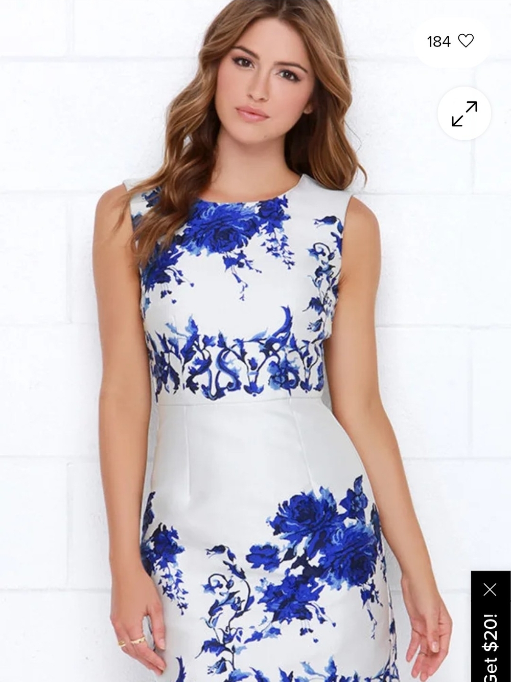 Lulu's White Dress with Royal Blue Floral Print